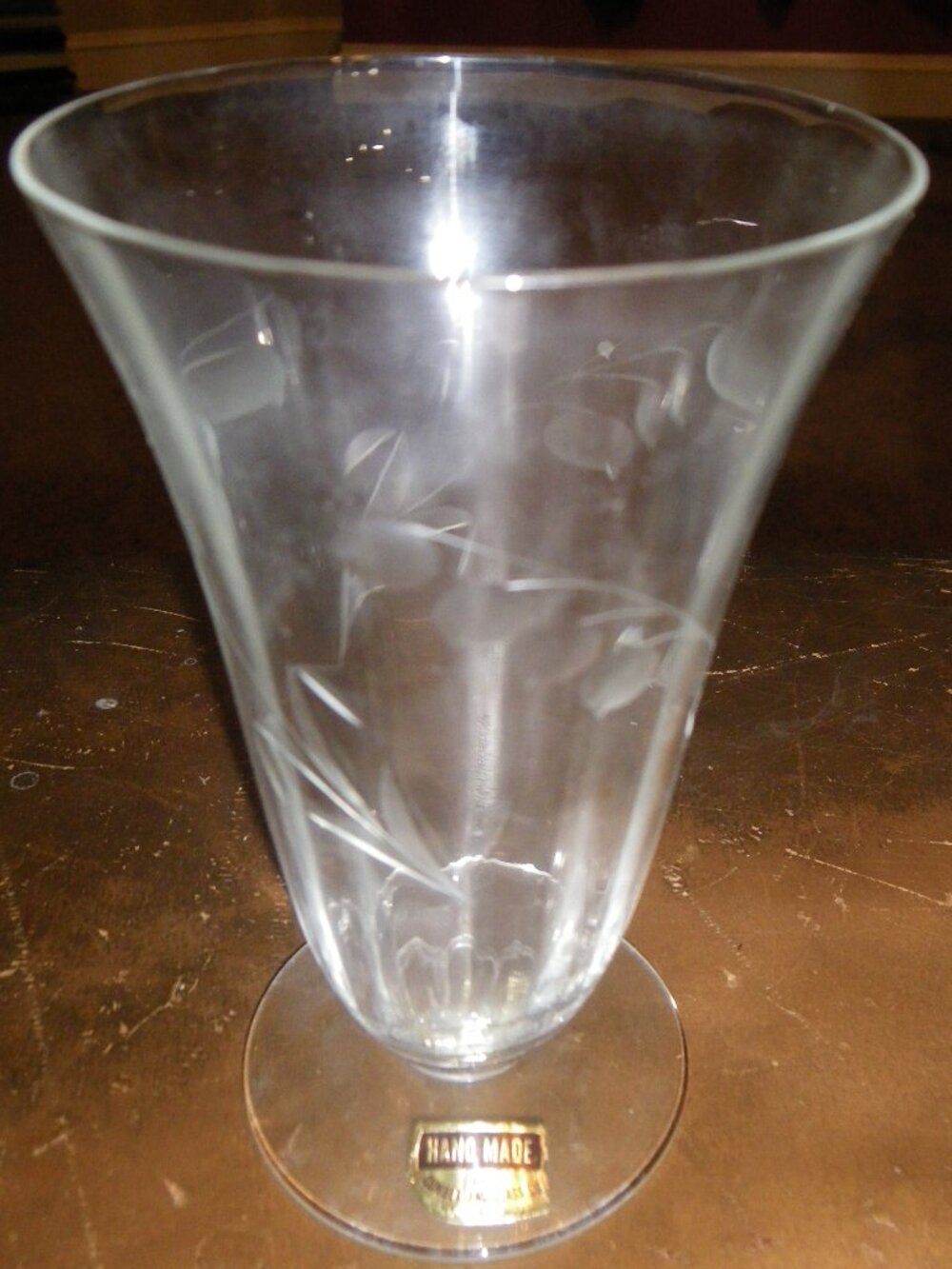 2 Vintage Small Glass Etched Vases Hand Made Cumberland Glass Co. Mt. Savage MD - Picture 4 of 6